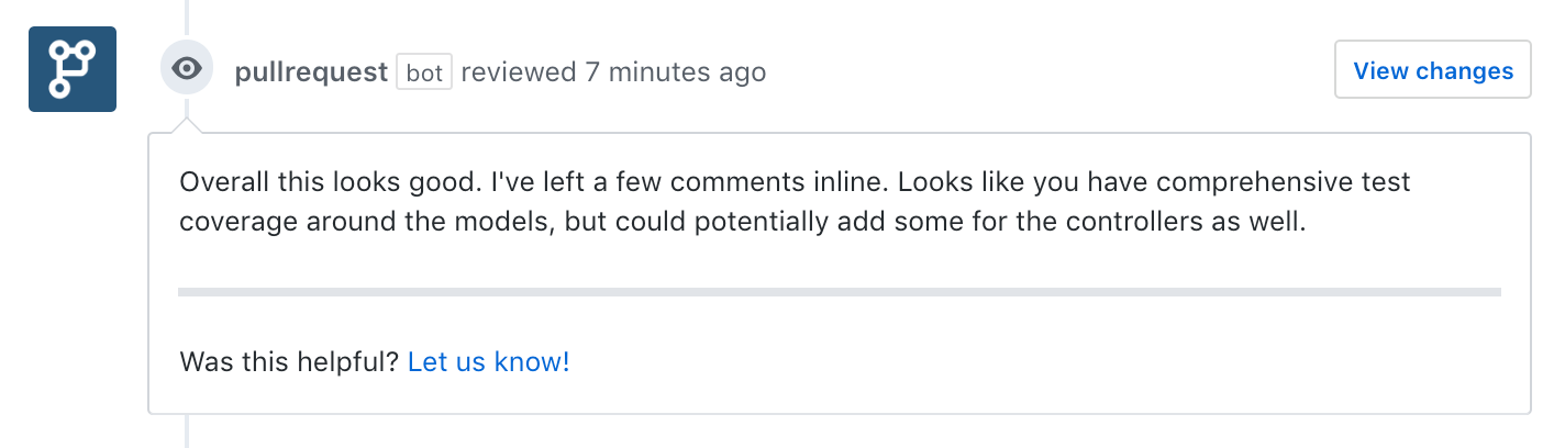 A code review comment on a GitHub pull request