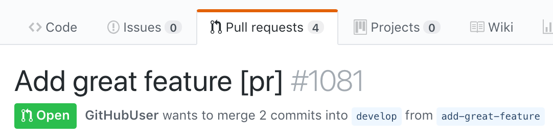 Requesting code review by adding [pr] to a GitHub pull request title