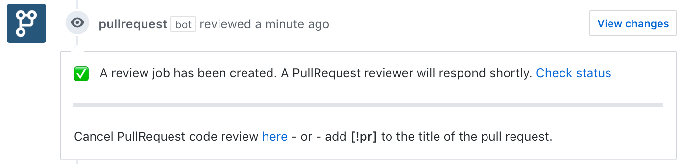 A request for code review on a GitHub pull request