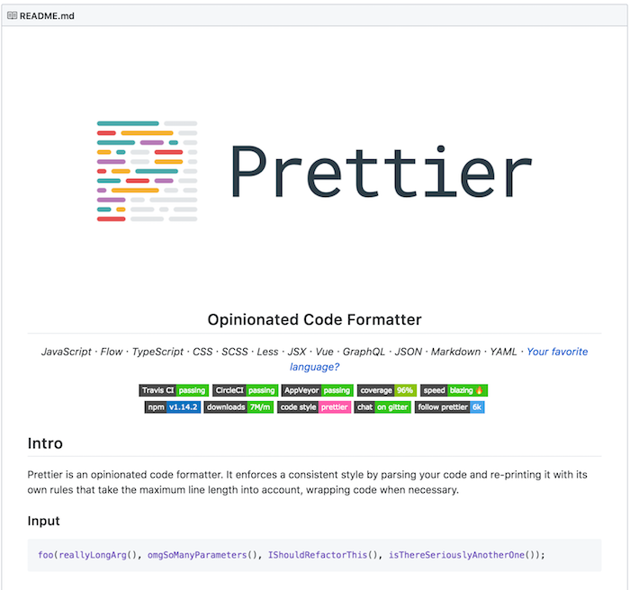 Prettier's thorough README on GitHub